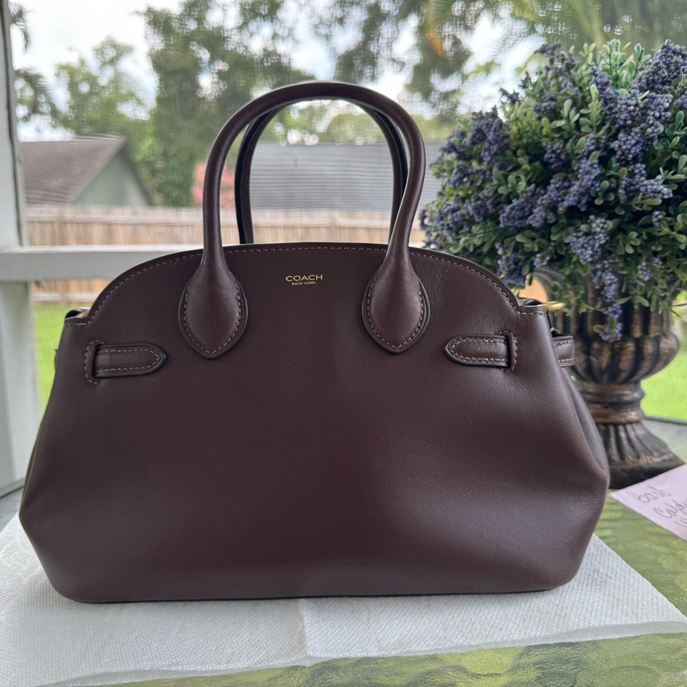 Coach Brown Leather Satchel with Dome Shape